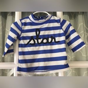 Baby Gap size 6-12 months half-zip blue white stripe gender neutral rash guard